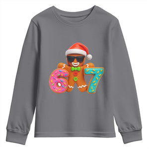 Funny 67 Meme Gingerbread Donut Youth Sweatshirt Cool Christmas Cookie Six Seven Santa Hat Sprinkles TS02 Charcoal Print Your Wear