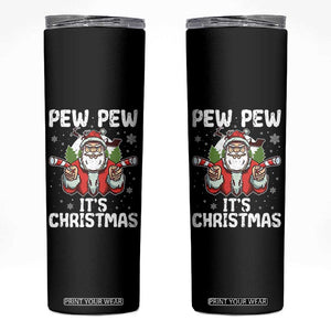 Funny Pew Pew Santa Christmas Skinny Tumbler Angry Santa with Candy Cane Guns Holiday Humor TS02 Black Print Your Wear