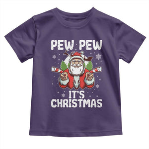 Funny Pew Pew Santa Christmas Toddler T Shirt Angry Santa with Candy Cane Guns Holiday Humor TS02 Purple Print Your Wear
