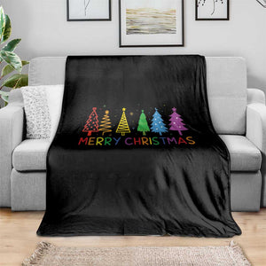 Colorful Rainbow Christmas Trees Throw Blanket Merry Xmas Fun Festive Holiday Pride Gift TS02 Print Your Wear