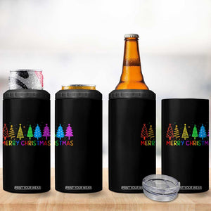 Colorful Rainbow Christmas Trees 4 in 1 Can Cooler Tumbler Merry Xmas Fun Festive Holiday Pride Gift TS02 Print Your Wear