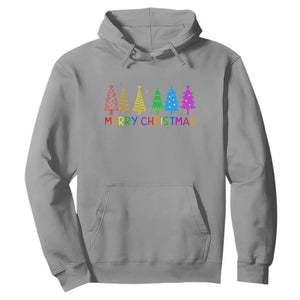 Colorful Rainbow Christmas Trees Hoodie Merry Xmas Fun Festive Holiday Pride Gift TS02 Sport Gray Print Your Wear
