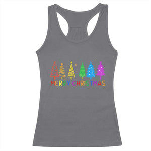 Colorful Rainbow Christmas Trees Racerback Tank Top Merry Xmas Fun Festive Holiday Pride Gift TS02 Charcoal Print Your Wear
