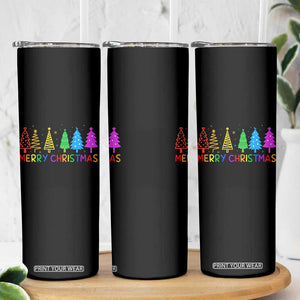 Colorful Rainbow Christmas Trees Skinny Tumbler Merry Xmas Fun Festive Holiday Pride Gift TS02 Print Your Wear