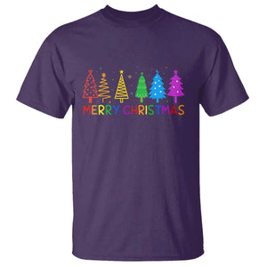 Colorful Rainbow Christmas Trees T Shirt Merry Xmas Fun Festive Holiday Pride Gift TS02 Purple Print Your Wear
