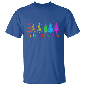Colorful Rainbow Christmas Trees T Shirt Merry Xmas Fun Festive Holiday Pride Gift TS02 Royal Blue Print Your Wear
