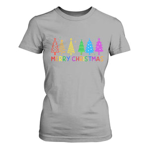 Colorful Rainbow Christmas Trees T Shirt For Women Merry Xmas Fun Festive Holiday Pride Gift TS02 Sport Gray Print Your Wear