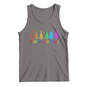 Colorful Rainbow Christmas Trees Tank Top Merry Xmas Fun Festive Holiday Pride Gift TS02 Deep Heather Print Your Wear