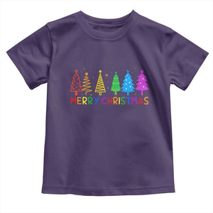 Colorful Rainbow Christmas Trees Toddler T Shirt Merry Xmas Fun Festive Holiday Pride Gift TS02 Purple Print Your Wear