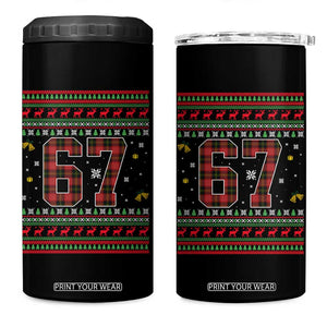 67 Christmas Red Plaid 4 in 1 Can Cooler Tumbler Funny Six Seven Meme Holiday Vibes Graphic TS02 One Size: 16 oz Black Print Your Wear