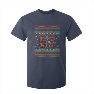 67 Christmas Red Plaid T Shirt For Kid Funny Six Seven Meme Holiday Vibes Graphic TS02 Navy Print Your Wear