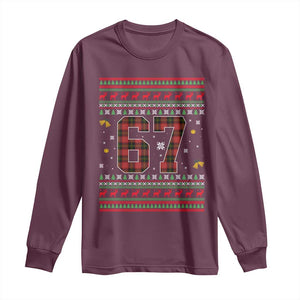 67 Christmas Red Plaid Long Sleeve Shirt Funny Six Seven Meme Holiday Vibes Graphic TS02 Maroon Print Your Wear