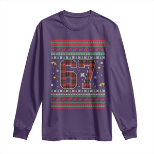 67 Christmas Red Plaid Long Sleeve Shirt Funny Six Seven Meme Holiday Vibes Graphic TS02 Purple Print Your Wear