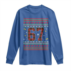 67 Christmas Red Plaid Long Sleeve Shirt Funny Six Seven Meme Holiday Vibes Graphic TS02 Royal Blue Print Your Wear