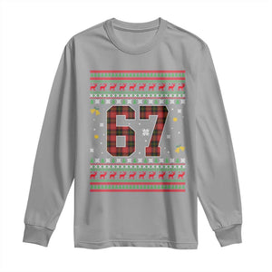 67 Christmas Red Plaid Long Sleeve Shirt Funny Six Seven Meme Holiday Vibes Graphic TS02 Sport Gray Print Your Wear