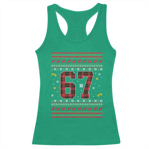 67 Christmas Red Plaid Racerback Tank Top Funny Six Seven Meme Holiday Vibes Graphic TS02 Irish Green Print Your Wear