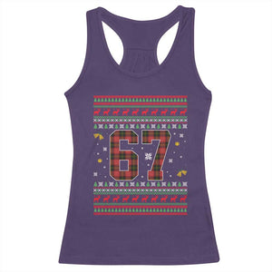 67 Christmas Red Plaid Racerback Tank Top Funny Six Seven Meme Holiday Vibes Graphic TS02 Purple Print Your Wear