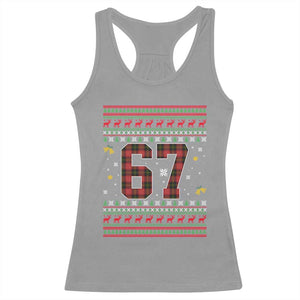 67 Christmas Red Plaid Racerback Tank Top Funny Six Seven Meme Holiday Vibes Graphic TS02 Sport Gray Print Your Wear
