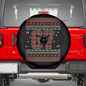 67 Christmas Red Plaid Spare Tire Cover Funny Six Seven Meme Holiday Vibes Graphic TS02 Black Print Your Wear