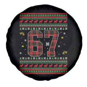 67 Christmas Red Plaid Spare Tire Cover Funny Six Seven Meme Holiday Vibes Graphic TS02 Print Your Wear