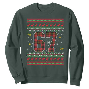 67 Christmas Red Plaid Sweatshirt Funny Six Seven Meme Holiday Vibes Graphic TS02 Dark Forest Green Print Your Wear