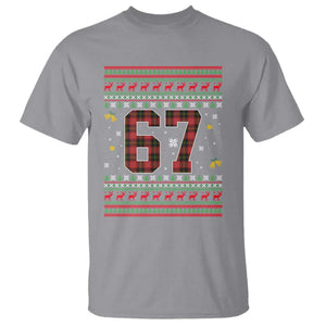 67 Christmas Red Plaid T Shirt Funny Six Seven Meme Holiday Vibes Graphic TS02 Sport Gray Print Your Wear