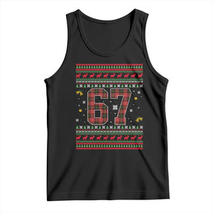 67 Christmas Red Plaid Tank Top Funny Six Seven Meme Holiday Vibes Graphic TS02 Black Print Your Wear