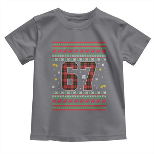 67 Christmas Red Plaid Toddler T Shirt Funny Six Seven Meme Holiday Vibes Graphic TS02 Charcoal Print Your Wear