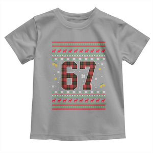 67 Christmas Red Plaid Toddler T Shirt Funny Six Seven Meme Holiday Vibes Graphic TS02 Sport Gray Print Your Wear