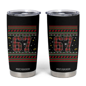 67 Christmas Red Plaid Tumbler Cup Funny Six Seven Meme Holiday Vibes Graphic TS02 Black Print Your Wear