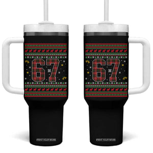 67 Christmas Red Plaid Tumbler With Handle Funny Six Seven Meme Holiday Vibes Graphic TS02 One Size: 40 oz Black Print Your Wear