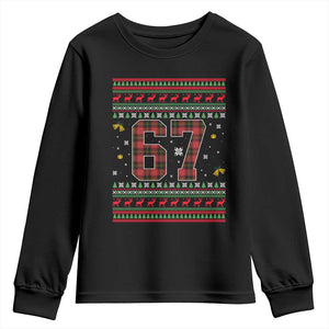 67 Christmas Red Plaid Youth Sweatshirt Funny Six Seven Meme Holiday Vibes Graphic TS02 Black Print Your Wear