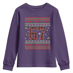 67 Christmas Red Plaid Youth Sweatshirt Funny Six Seven Meme Holiday Vibes Graphic TS02 Purple Print Your Wear