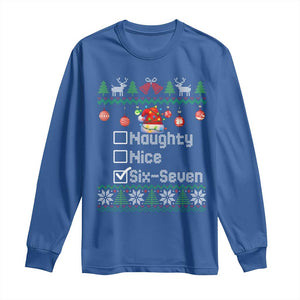 Funny 67 Christmas Checklist Long Sleeve Shirt Naughty Nice Six Seven Meme Holiday TS02 Royal Blue Print Your Wear