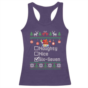 Funny 67 Christmas Checklist Racerback Tank Top Naughty Nice Six Seven Meme Holiday TS02 Purple Print Your Wear