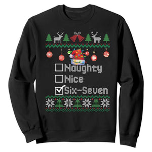 Funny 67 Christmas Checklist Sweatshirt Naughty Nice Six Seven Meme Holiday TS02 Black Print Your Wear