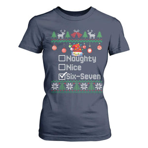 Funny 67 Christmas Checklist T Shirt For Women Naughty Nice Six Seven Meme Holiday TS02 Navy Print Your Wear
