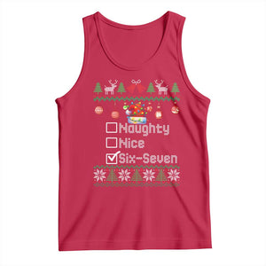 Funny 67 Christmas Checklist Tank Top Naughty Nice Six Seven Meme Holiday TS02 Red Print Your Wear