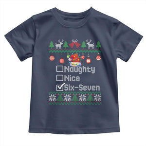 Funny 67 Christmas Checklist Toddler T Shirt Naughty Nice Six Seven Meme Holiday TS02 Navy Print Your Wear