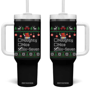 Funny 67 Christmas Checklist Tumbler With Handle Naughty Nice Six Seven Meme Holiday TS02 One Size: 40 oz Black Print Your Wear