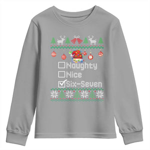 Funny 67 Christmas Checklist Youth Sweatshirt Naughty Nice Six Seven Meme Holiday TS02 Sport Gray Print Your Wear