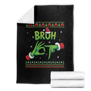 Christmas Bruh 67 Green Hands Meme Throw Blanket Funny Six Seven Meme Holiday Ugly Sweater TS02 Black Print Your Wear