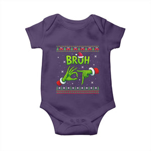 Christmas Bruh 67 Green Hands Meme Baby Onesie Funny Six Seven Meme Holiday Ugly Sweater TS02 Purple Print Your Wear