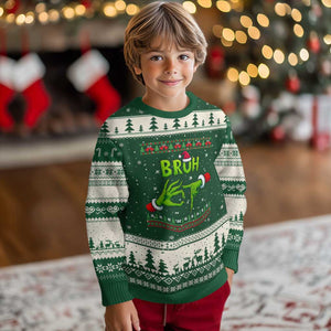 Xmas Bruh 67 Green Hands Meme Ugly Christmas Sweater Funny Six Seven Meme Holiday Ugly Sweater TS02 Forest Green Beige Print Your Wear