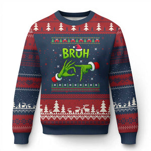 Xmas Bruh 67 Green Hands Meme Ugly Christmas Sweater Funny Six Seven Meme Holiday Ugly Sweater TS02 Navy Red Print Your Wear