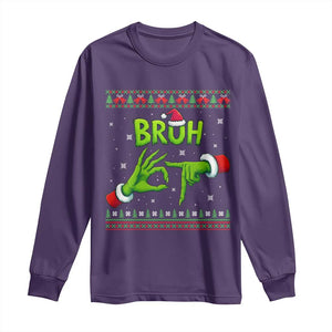 Christmas Bruh 67 Green Hands Meme Long Sleeve Shirt Funny Six Seven Meme Holiday Ugly Sweater TS02 Purple Print Your Wear