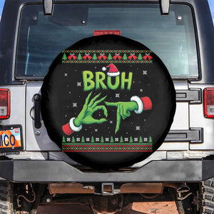 Christmas Bruh 67 Green Hands Meme Spare Tire Cover Funny Six Seven Meme Holiday Ugly Sweater TS02 No hole Black Print Your Wear