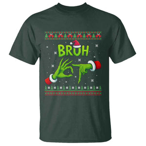 Christmas Bruh 67 Green Hands Meme T Shirt Funny Six Seven Meme Holiday Ugly Sweater TS02 Dark Forest Green Print Your Wear