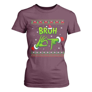 Christmas Bruh 67 Green Hands Meme T Shirt For Women Funny Six Seven Meme Holiday Ugly Sweater TS02 Maroon Print Your Wear