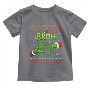 Christmas Bruh 67 Green Hands Meme Toddler T Shirt Funny Six Seven Meme Holiday Ugly Sweater TS02 Charcoal Print Your Wear